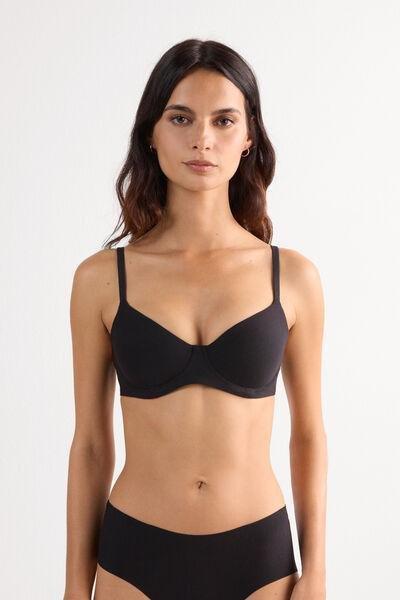 Black Comfort Balconette Bra, Black, medium