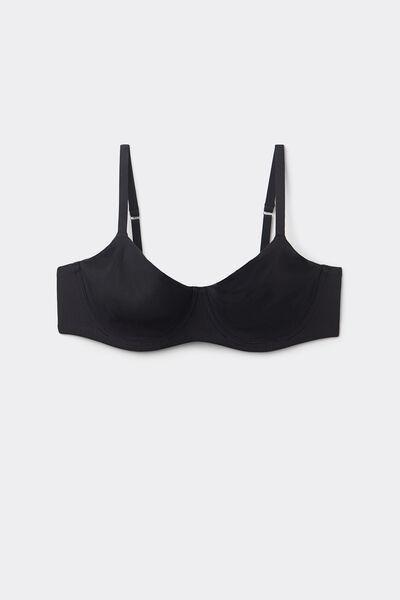 Black Comfort Balconette Bra, Black, medium