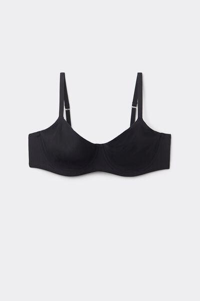Black Comfort Balconette Bra, Black, large image number 3
