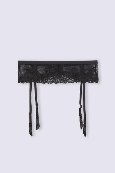 Intimissimi - Black Pretty Flowers Garter Belt