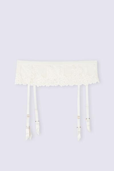 White Embroidered Garter Belt, Powder White, large image number 2