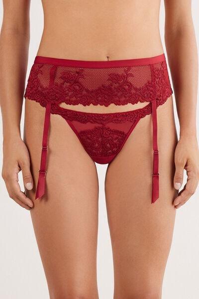 Red Pretty Flowers Garter Belt, Wax Red, large image number 0