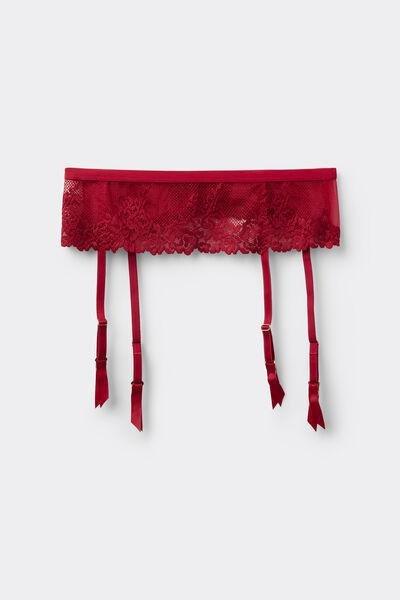 Red Pretty Flowers Garter Belt, Wax Red, large image number 3