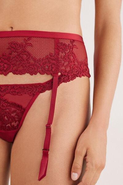 Red Pretty Flowers Garter Belt, Wax Red, large image number 5