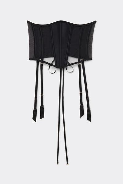 Black Handcrafted Luxury Silk Waspie, Black, large image number 2