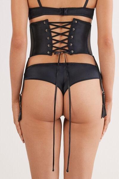 Black Handcrafted Luxury Silk Waspie, Black, large image number 3