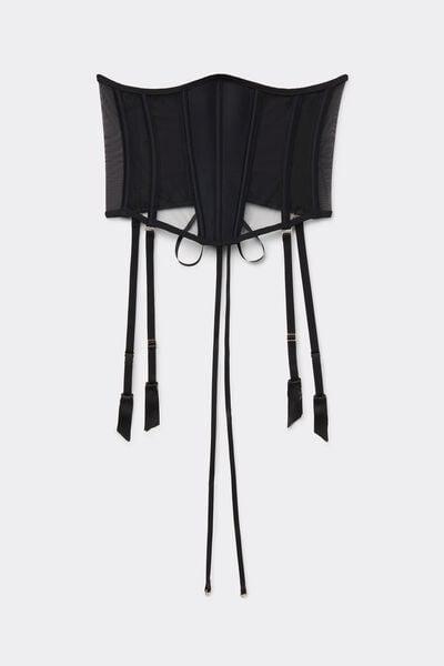 Black Handcrafted Luxury Silk Waspie, Black, large image number 7