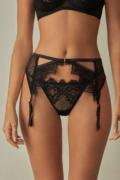 Black Silhouette D'Amour Suspenders, Women, , large image number 0