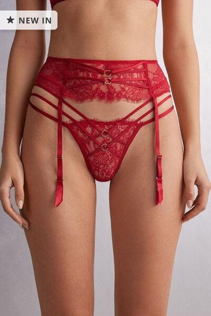 Intimissimi - Red Intricate Surface Suspenders