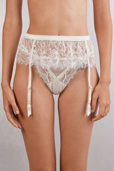 White Embroidered Suspenders, Powder White, large image number 0