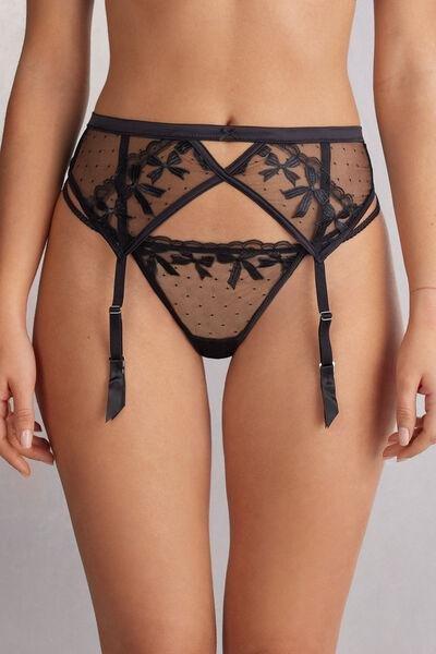 Black Frou Frou Romance Garter Belt, Black, large image number 0