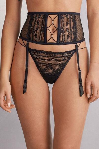 Black Sleepless Nights Garter Belt, Black, large image number 0