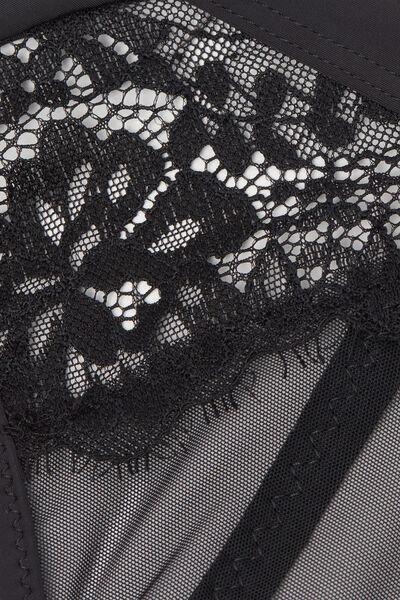 Black Sheer Glamour Lace Suspenders, Black, large image number 4