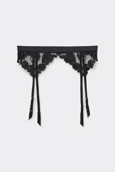 Black All About Flowers Lace Suspenders, Black, large image number 2