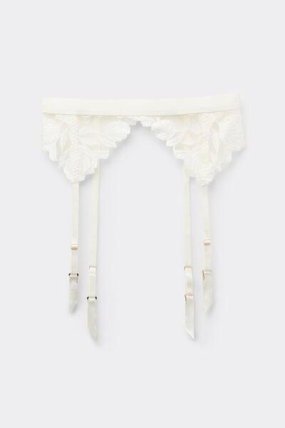 White All About Flowers Embroidered Suspenders, Powder White, large image number 0