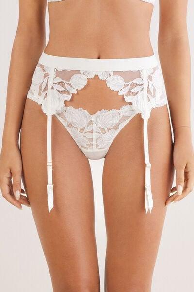 White All About Flowers Embroidered Suspenders, Powder White, large image number 1