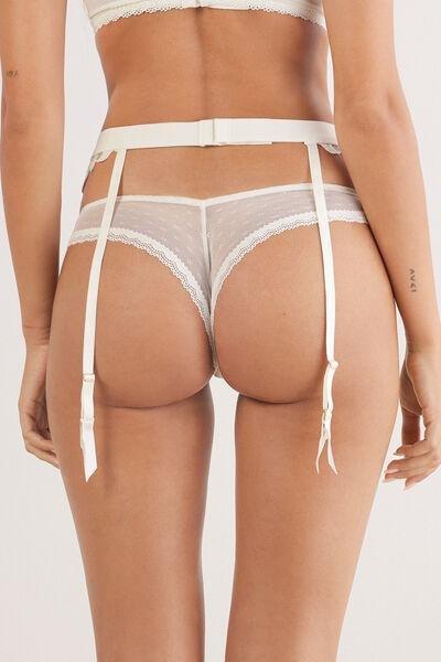 White All About Flowers Embroidered Suspenders, Powder White, large image number 3