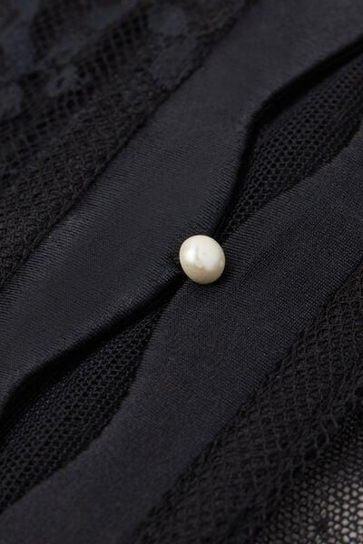 Black La Vie En Rose Waspie-Style Lace Suspenders, Black, large image number 9