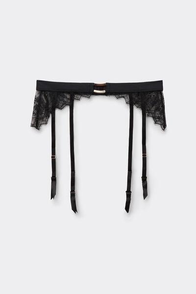 Black Playful Glamour Lace Suspenders, Black, large image number 3