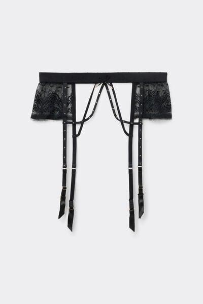 Black Flirt Fearlessly Lace Suspenders, Black, large image number 3