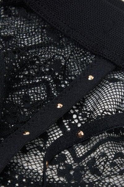 Black Flirt Fearlessly Lace Suspenders, Black, large image number 4