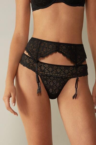 Black Lace Suspenders, Black, large image number 0