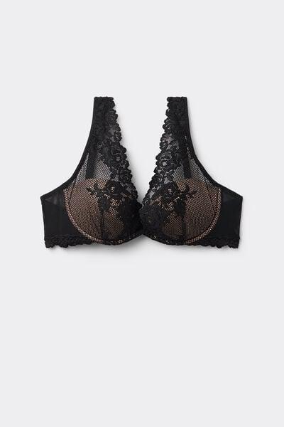 Black Pretty Flower Elena Balconette Bra, Black, large image number 3