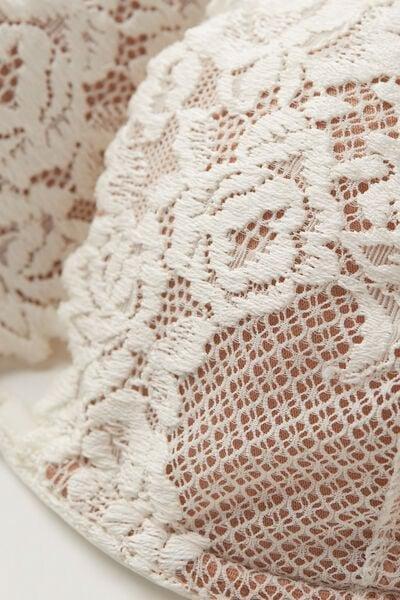 White Pretty Flowers Balconette Bra, Powder White, large image number 4