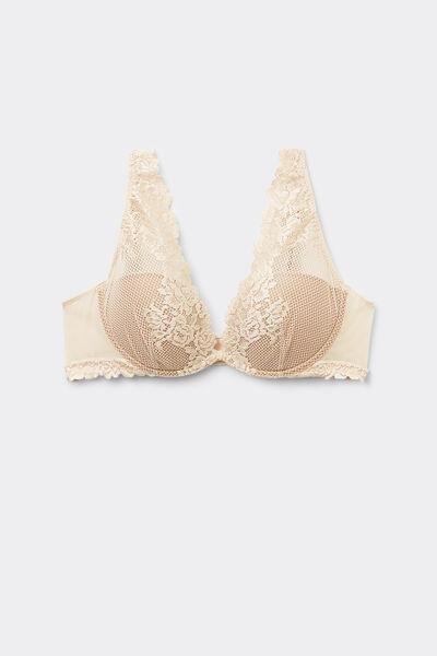 Cream Pretty Flowers Balconette Bra, , large image number 2
