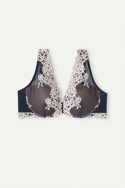 Navy Pretty Flowers Elena Balconette Bra, , large image number 2