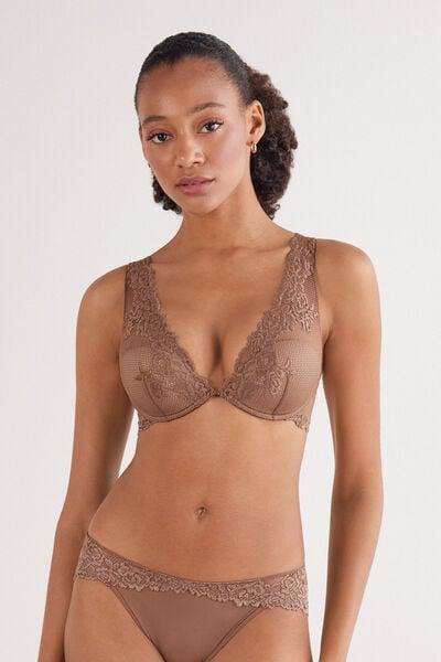 Beige Pretty Flowers Elena Balconette Bra, Brown Mocha, large image number 1