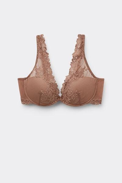 Beige Pretty Flowers Elena Balconette Bra, Brown Mocha, large image number 3