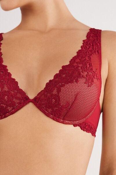 Red Pretty Flowers Balconette Bra, Wax Red, large image number 5