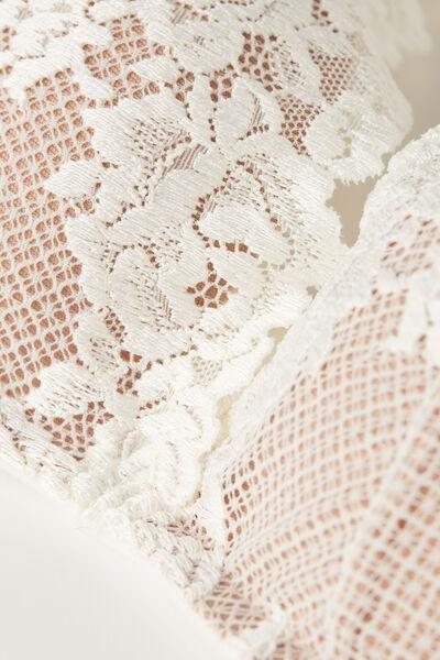 White Pretty Flowers Balconette Bra, Powder White, large image number 4