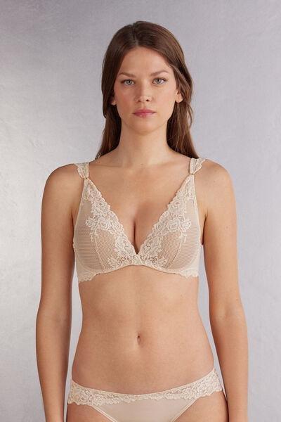 Cream Padded Balconette Bra, , medium