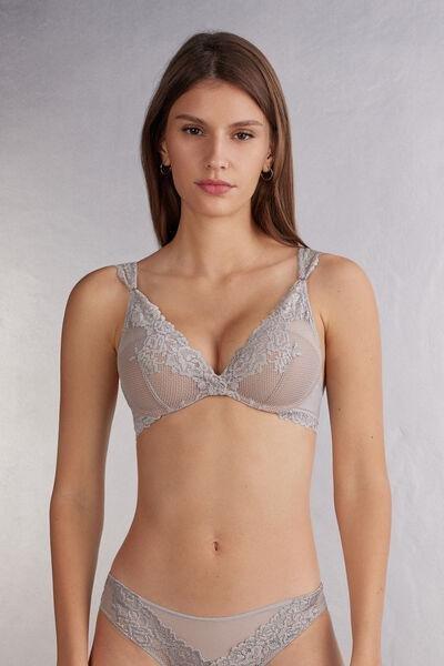 Grey Pretty Flowers Balconette Bra, , large image number 0