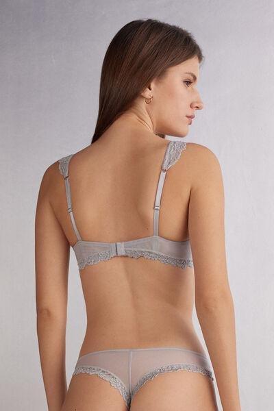 Grey Pretty Flowers Balconette Bra, , large image number 3