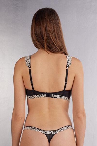 Black Pretty Flowers Balconette Bra, Black/ivory, large image number 2