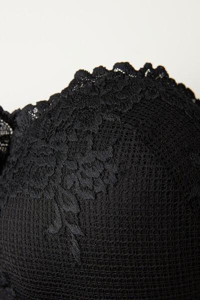 Black Embroidered Balconette Bra, , large image number 4