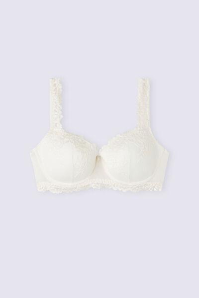 White Embroidered Balconette Bra, , large image number 2
