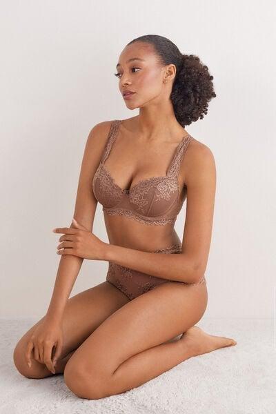 Beige Sofia Pretty Flowers Balconette Bra, Brown Mocha, medium