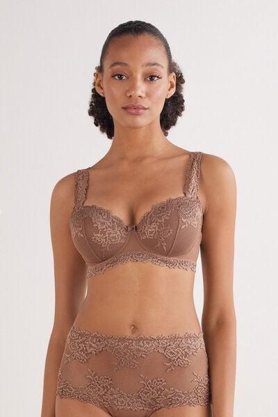 Beige Sofia Pretty Flowers Balconette Bra, Brown Mocha, medium