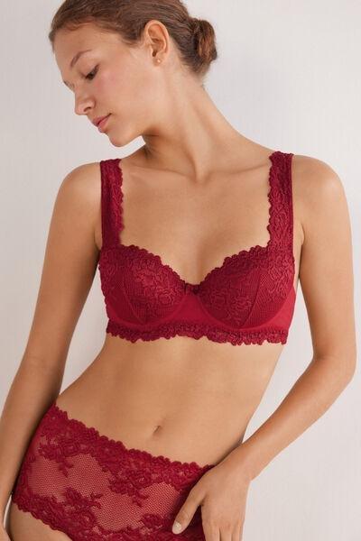 Red Pretty Flowers Sofia Balconette Bra, Wax Red, medium