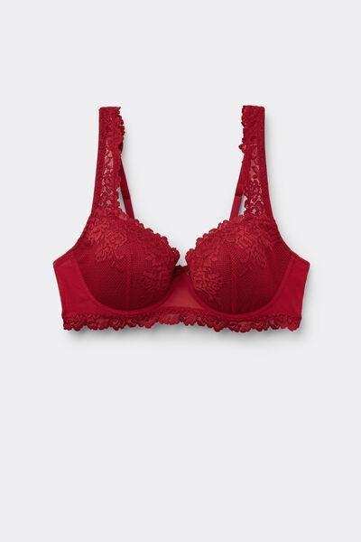 Red Pretty Flowers Sofia Balconette Bra, Wax Red, medium