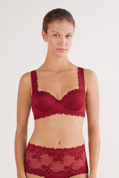 Red Pretty Flowers Sofia Balconette Bra, Wax Red, medium