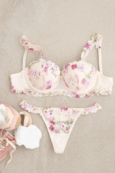 Pink Sofia Pretty Flowers Print Balconette Bra, 5601_057K, medium