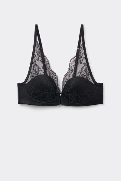 Black La Vie En Rose Floral Lace Balconette Bra, Black, large image number 3