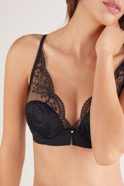 Black La Vie En Rose Floral Lace Balconette Bra, Black, large image number 5