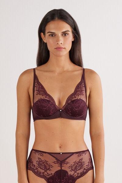 Burgundy La Vie En Rose Floral Lace Balconette Bra, 5601_028K, large image number 0