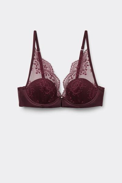 Burgundy La Vie En Rose Floral Lace Balconette Bra, 5601_028K, medium